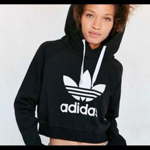 Adidas cropped black logo hoodie